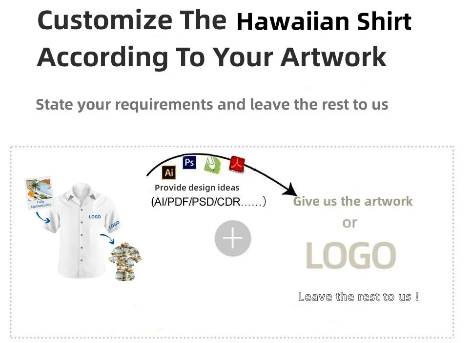 Custom Logo Design Sublimation Print Beach Wear Quick Dry Satin Polyester Button Down Hawaii Short Sleeves Men's Hawaiian Shirt