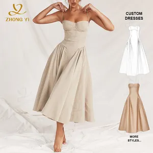 Custom Lady Elegant Slim Backless Dress for Women Fashion Ladies Suspender Dresses Summer Female Party Evening Robes Vestidos