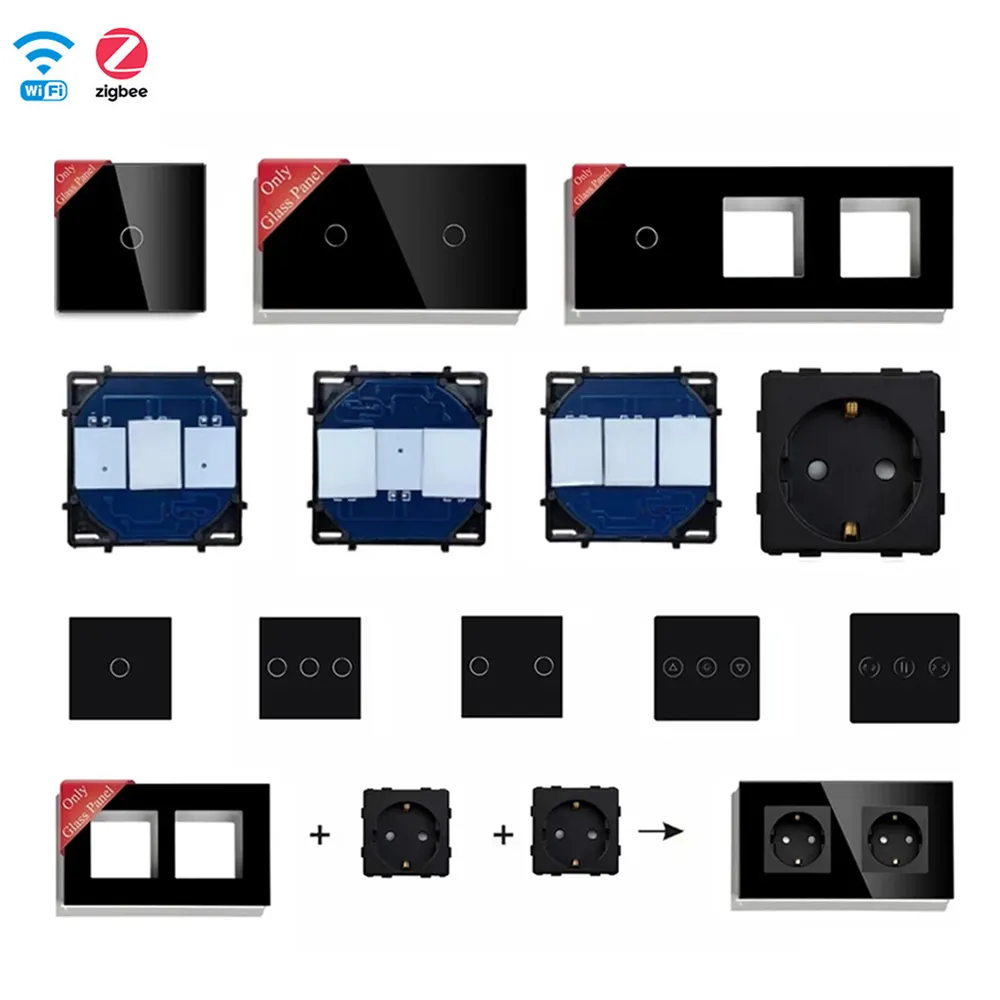 Mvava โรงงาน Outlet Smart Life Home 220 V EU UK มาตรฐานสมาร์ท WiFi รีโมทคอนโทรลไร้สาย LED Light Tuya สวิตช์ผนังและซ็อกเก็ต