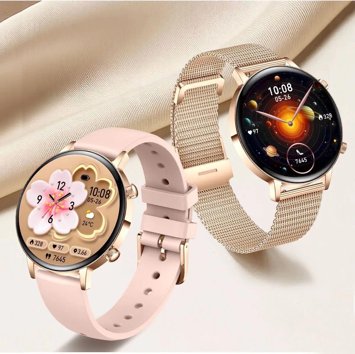 Women's Smart Watch AMOLED for Calling Heart Rate Blood Pressure Monitoring Magnetic Charging Long Battery Life