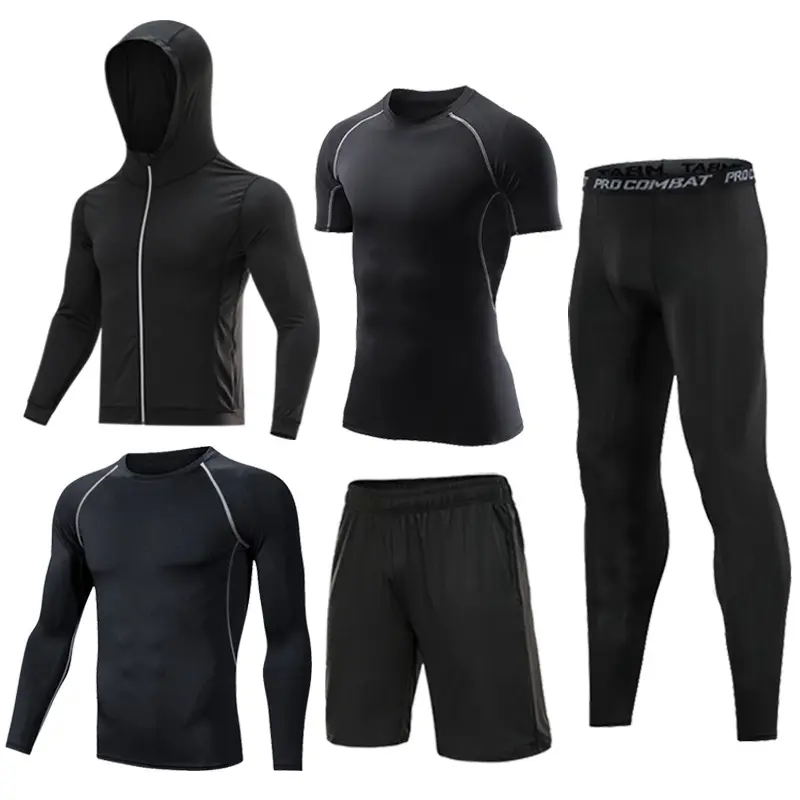 Custom Men Fitness Clothing Quick Dry Compression Gym Fitness Sets Mens Compression Shirts Athletic Fitness Clothing
