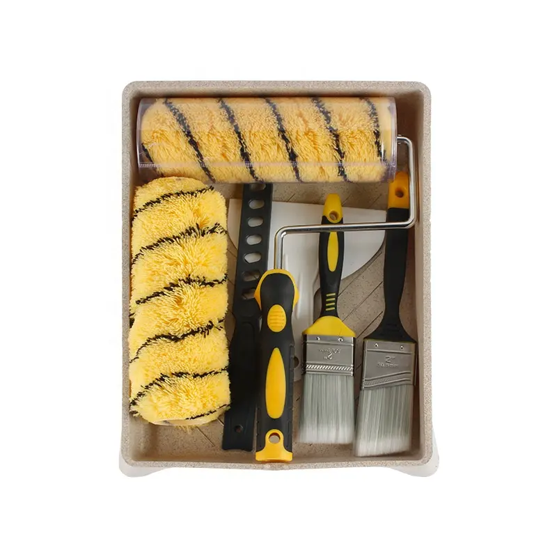 Tiger Skin Blend DIY เกรดอุตสาหกรรม OEM ลูกกลิ้งทาสีชุดแปรงสำหรับตกแต่งบ้านภาพวาดเครื่องมือการปรับแต่ง