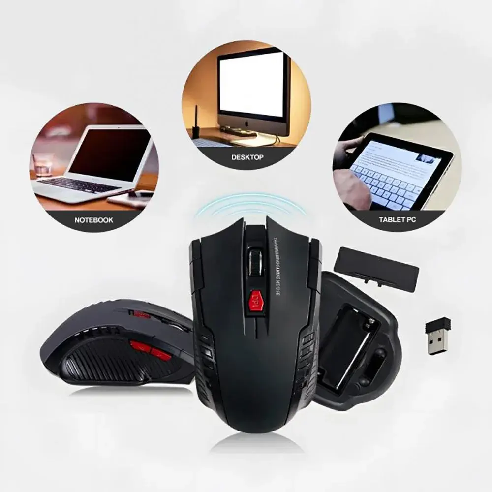 2.4GHz Wireless Mouse Optical Mice Mouse Gaming with USB Receiver Gamer 2000DPI 6 Buttons Mouse for Computer Laptop Accessories