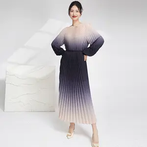 Gradient Color Dress Fashion European and American Women 2025 New Loose Lace Casual Elegant Dress Long Dress