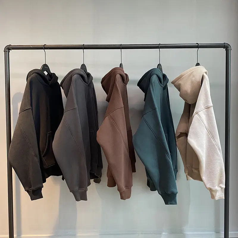 ผลิตผ้าฝ้าย 100% เสื้อฮู้ดแบบหล่นไหล่เสื้อสวมหัว Unisex กำหนดเองเฮฟวี่เวทขนาดใหญ่เสื้อฮู้ดเย็บปักถักร้อยว่างเปล่า