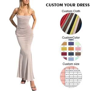 2024 Fashion Summer OEM Custom logo Formal Maxi Dress for Women Bodycon Dresses Lady Elegant Prom Clothing Women Casual Dress