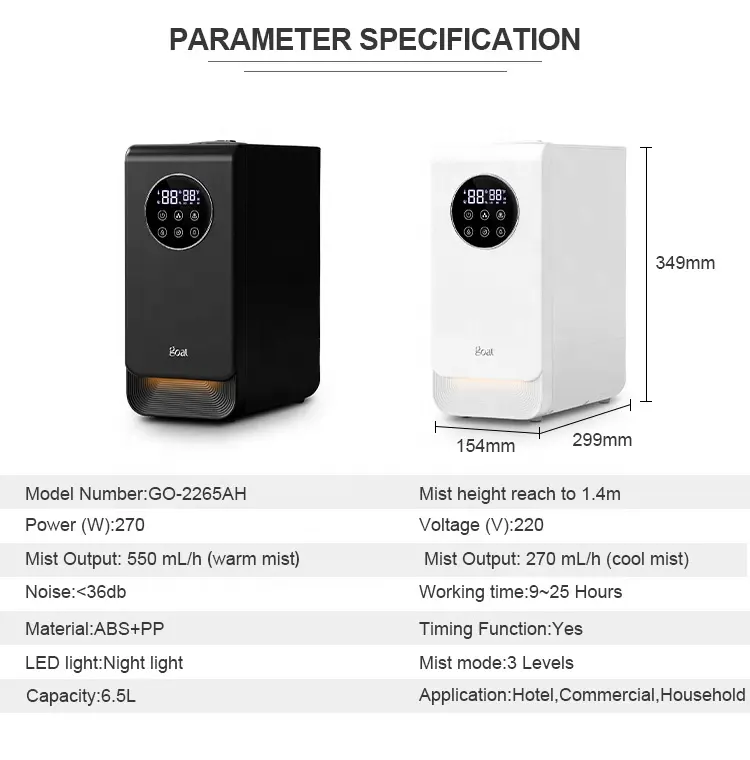 Smart Home WiFi Hybrid Cool Mist Aromatherapy 6.5L ไฟฟ้า PP ในครัวเรือน Humidifier 6.5L ความจุไฟฟ้าขับเคลื่อน