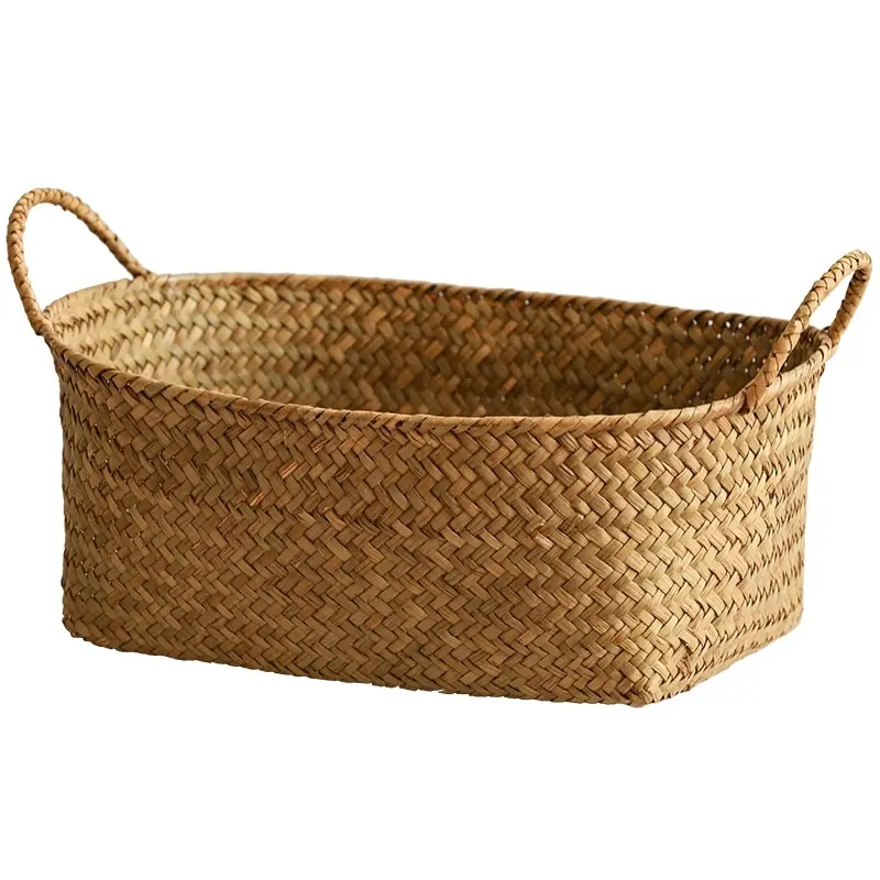 Handmade หวาย Seagrass ตะกร้า-ปรับแต่งขนาด Modern Living Room Home Decor การออกแบบที่ถอดออกได้สำหรับปิกนิกใช้