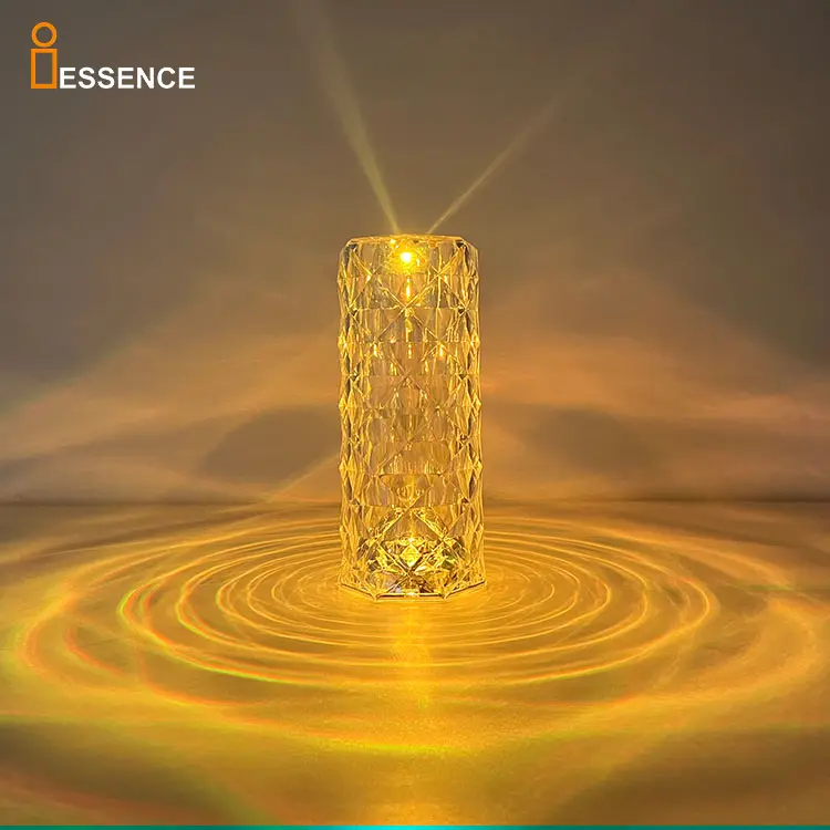 สินค้าใหม่ตกแต่งในร่มโคมไฟตั้งโต๊ะอะคริลิคโมเดิร์นคริสตัล LED Touch Control Rose โคมไฟตั้งโต๊ะไร้สายชาร์จ