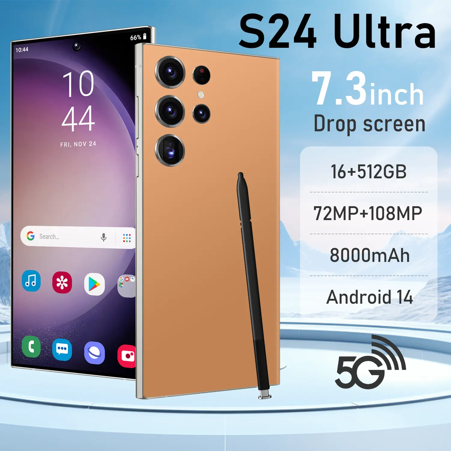 ขายร้อนใหม่S24 Ultra 6.8 "8G 256GB 12G 512GB 6.8 นิ้วAndroidสมาร์ทโฟนโทรศัพท์แบบพกพา