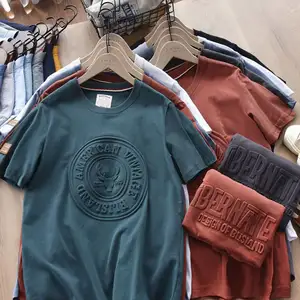 Custom Print T Shirt Oversized Puff Print 100%Cotton Blank Men's Clothes Printing Design T Shirt Blank Custom Logo T Shirt