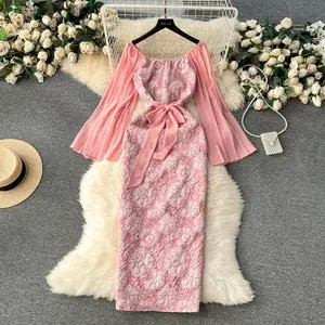 New Women's Fashion Clothing Elegant Women's Casual Dress Retro Long Sleeve Dress Women