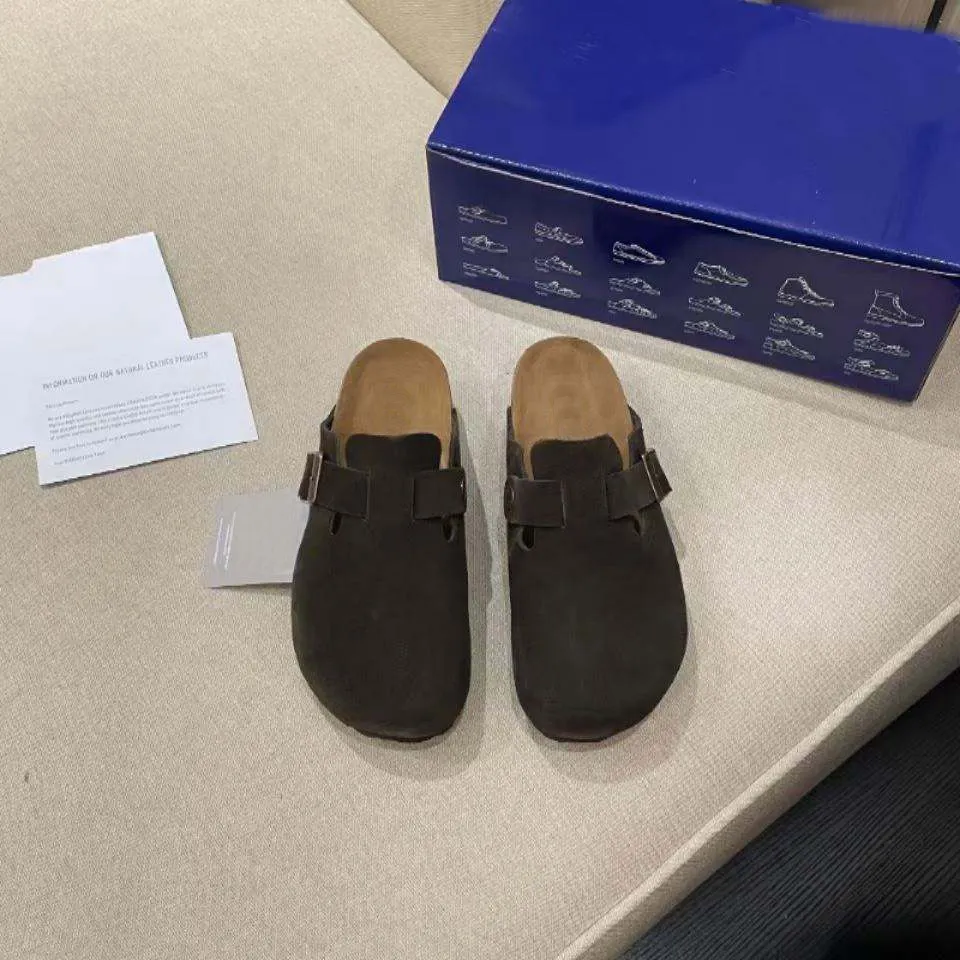 2025 NEW Birkenstocks Summer Single Shoes Cowhide Heightened Cork Sole Slides Full Half Cover New Style Winter Spring