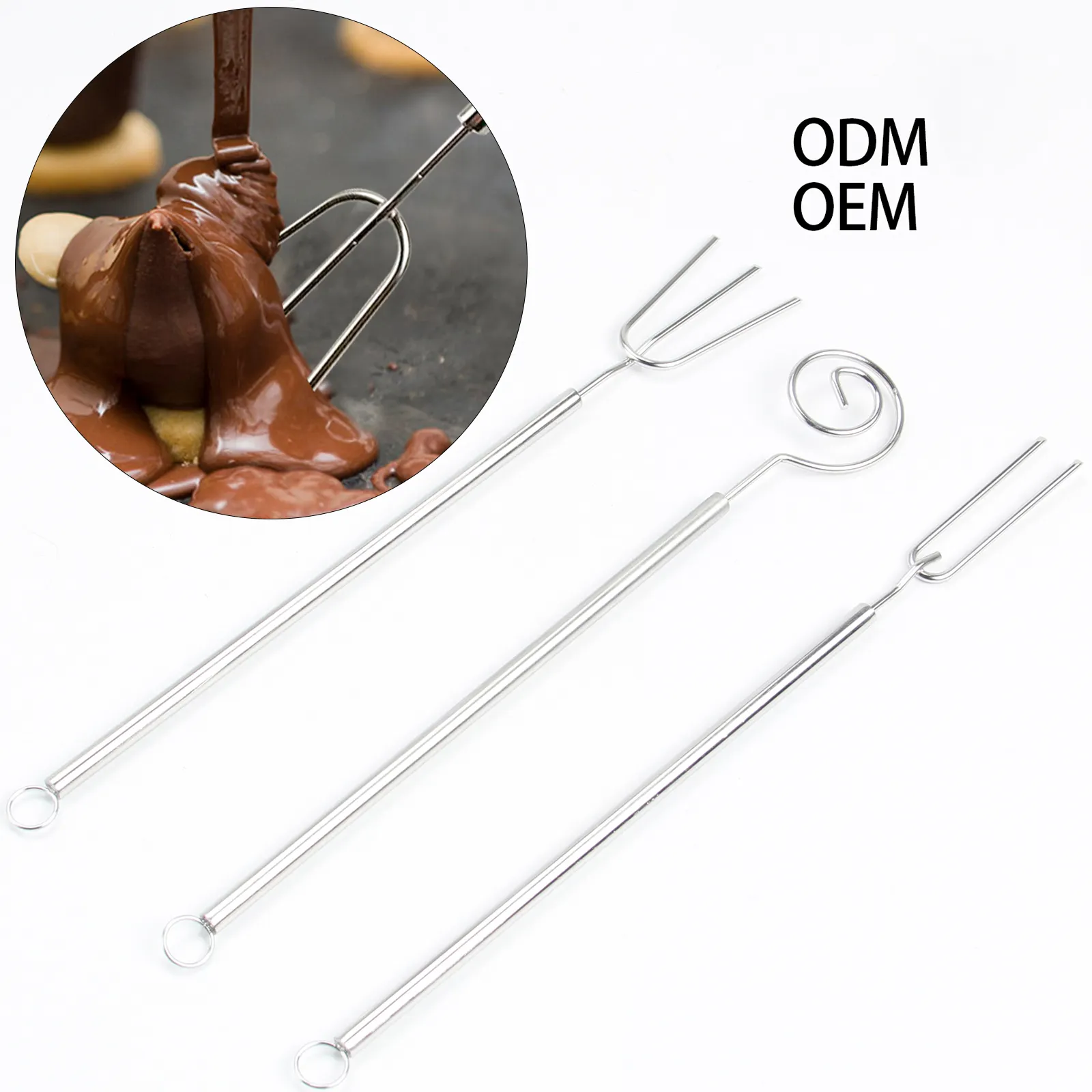 ชุดส้อมขนมช็อคโกแลตสแตนเลส 3 ชิ้น,เครื่องมือเค้กช็อคโกแลตสร้างสรรค์ขนมจุ่ม,ตกแต่งเบเกอรี่สำหรับใช้ในบ้าน
