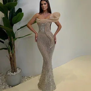 Sexy Design Sleeveless Diamond Decorated Backless Strapless Slimming Long Sequin Dress Women Fashion Wedding Party Evening