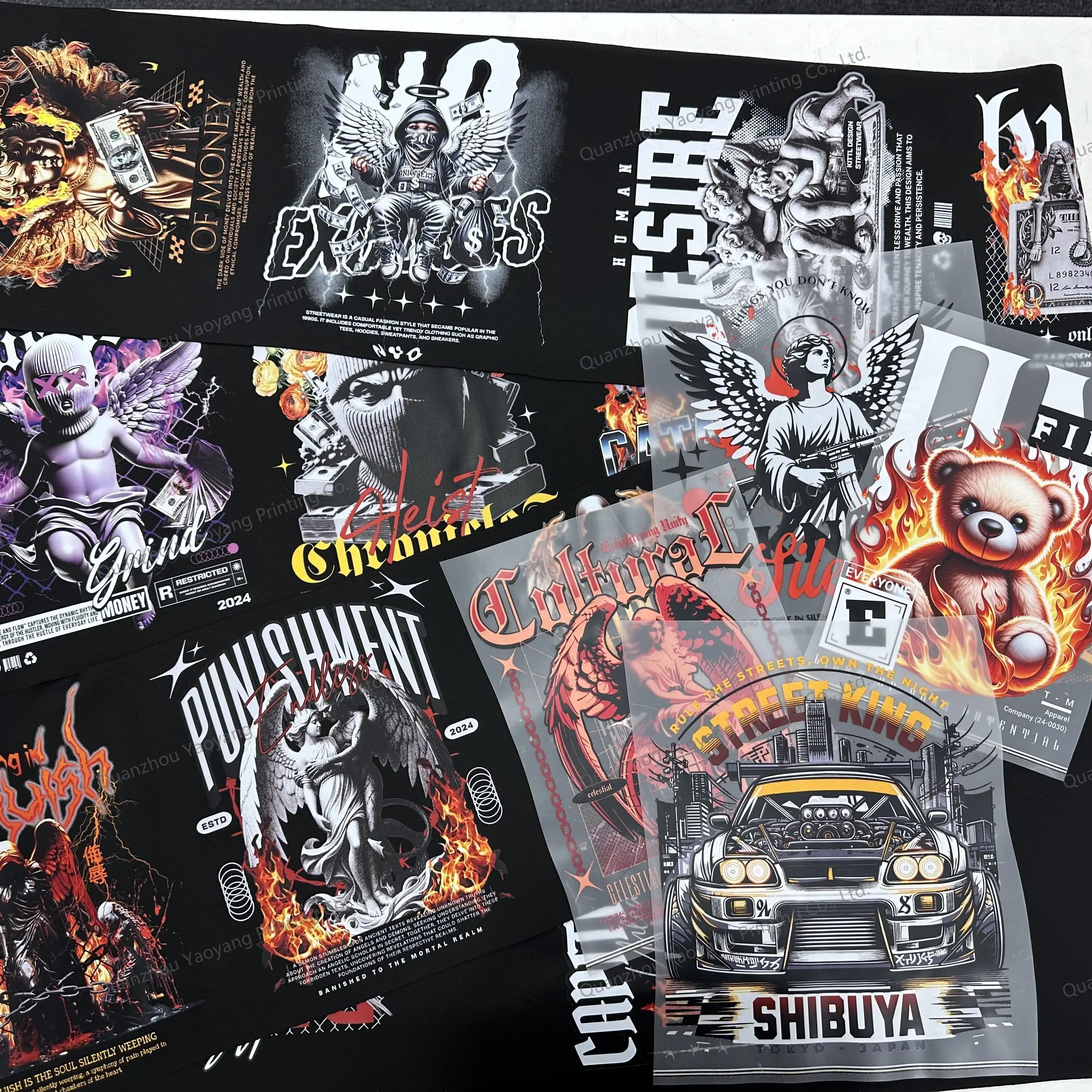 สติ๊กเกอร์การถ่ายเทความร้อน DTF แบบกำหนดเองการพิมพ์เสื้อยืดดิจิตอลพร้อมการออกแบบเจ้าหญิงป๊อปแนวสตรีทฮิปสำหรับสื่อตัดเย็บเสื้อผ้า