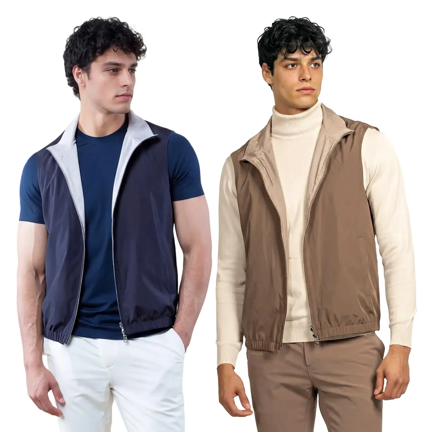 Gingtto Casual Fashion Desgin Reversible Sleeveless Waistcoats Vests Mens BodyWarmer