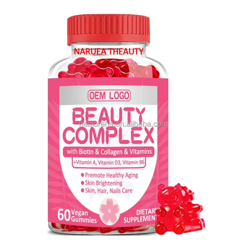 Hydrolyzed Marine Fish Collagen Peptide Beauty Gummy Supplement for Anti-Aging & Skin Whitening Care for Adults