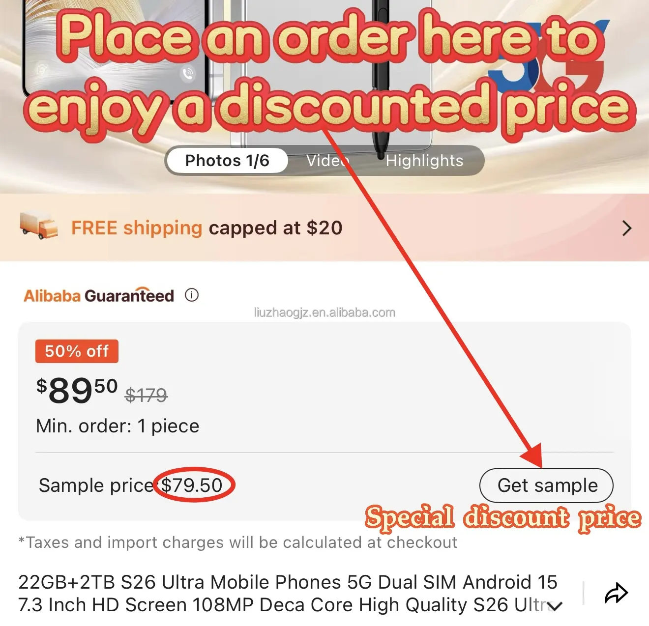 22GB + 2TB S26 ULTRA 7.3นิ้วโทรศัพท์มือถือGlobal 5GคุณภาพสูงAndroid 15โทรศัพท์สมาร์ทdual Sim S26 Ultraสมาร์ทโฟนโทรศัพท์มือถือ