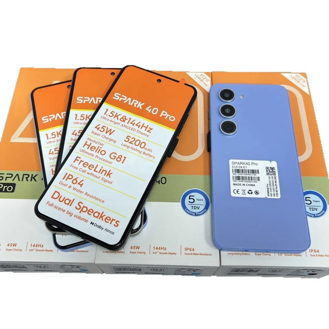 ตู้โชว์โทรศัพท์ 24 + 512GB Spark 40 pro Spark40pro โทรศัพท์มือถือสองซิมเทคโนป๊อป 8 และ 9