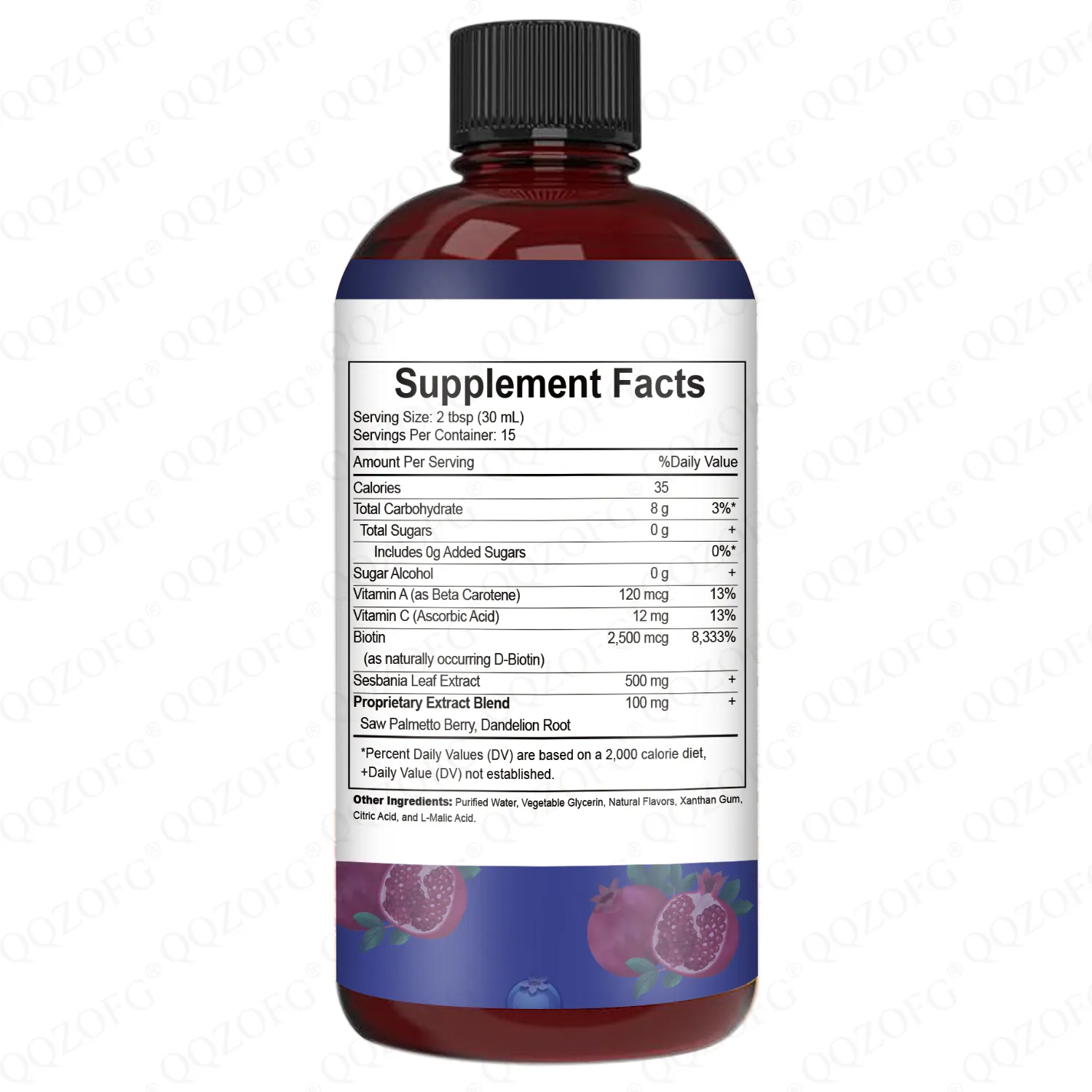 LDJ OEM Manufacturer Biotin Liquid 450ml Dietary Supplement with Sesbania Leaf Extract Support Hair Skin Nail Health Sugar Free