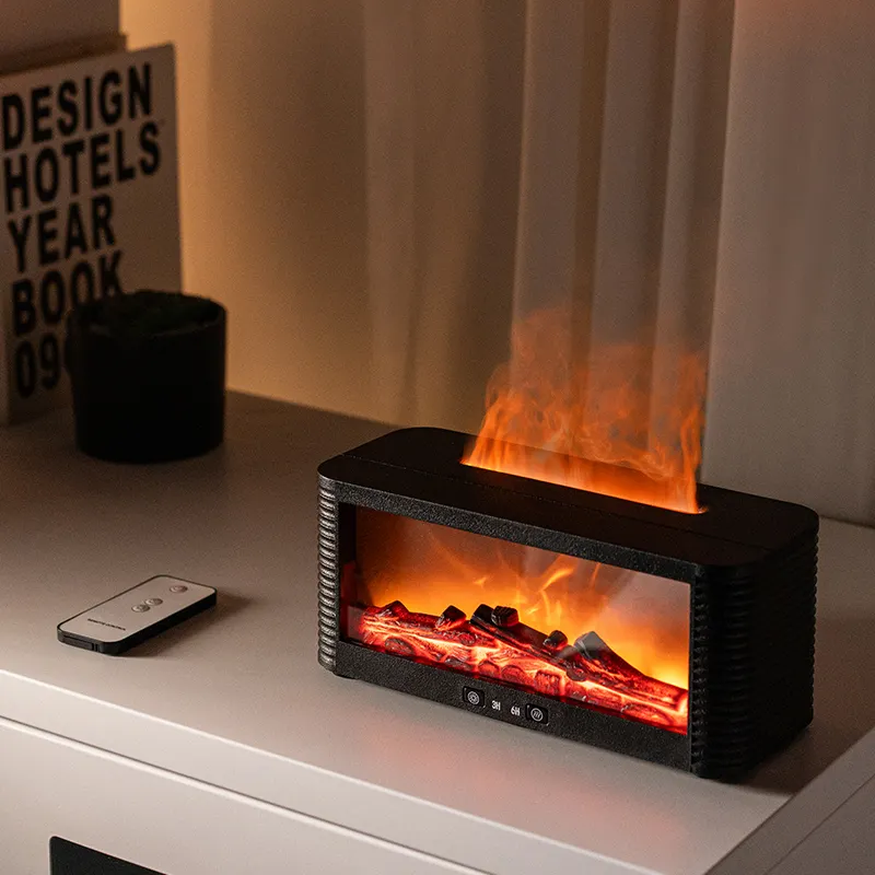 Creative Fireplace Style Aroma Diffuser Waterless Mist Maker With Color Changing LED for Bedroom Decoration