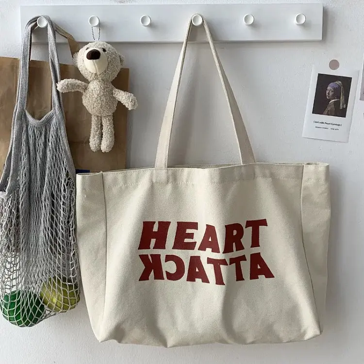 extra Heavy Weight X Large Boat Cotton Canvas Tote Bag Custom Printed logo for Women's Grocery Beach Canvas Tote Bags