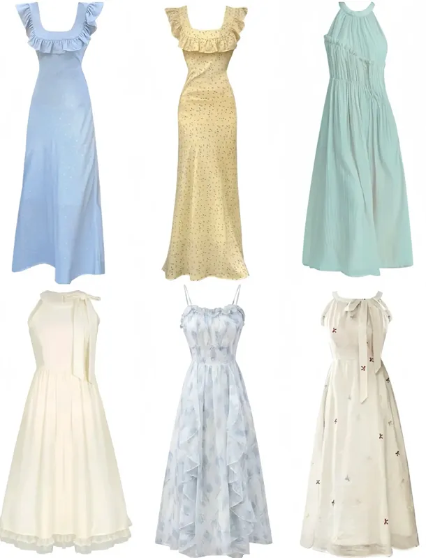 Low Price Wholesale Round Neck Shoulder Sleeved Knitted Dress with Feminine Temperament Waist Cinching and Slimming Effect