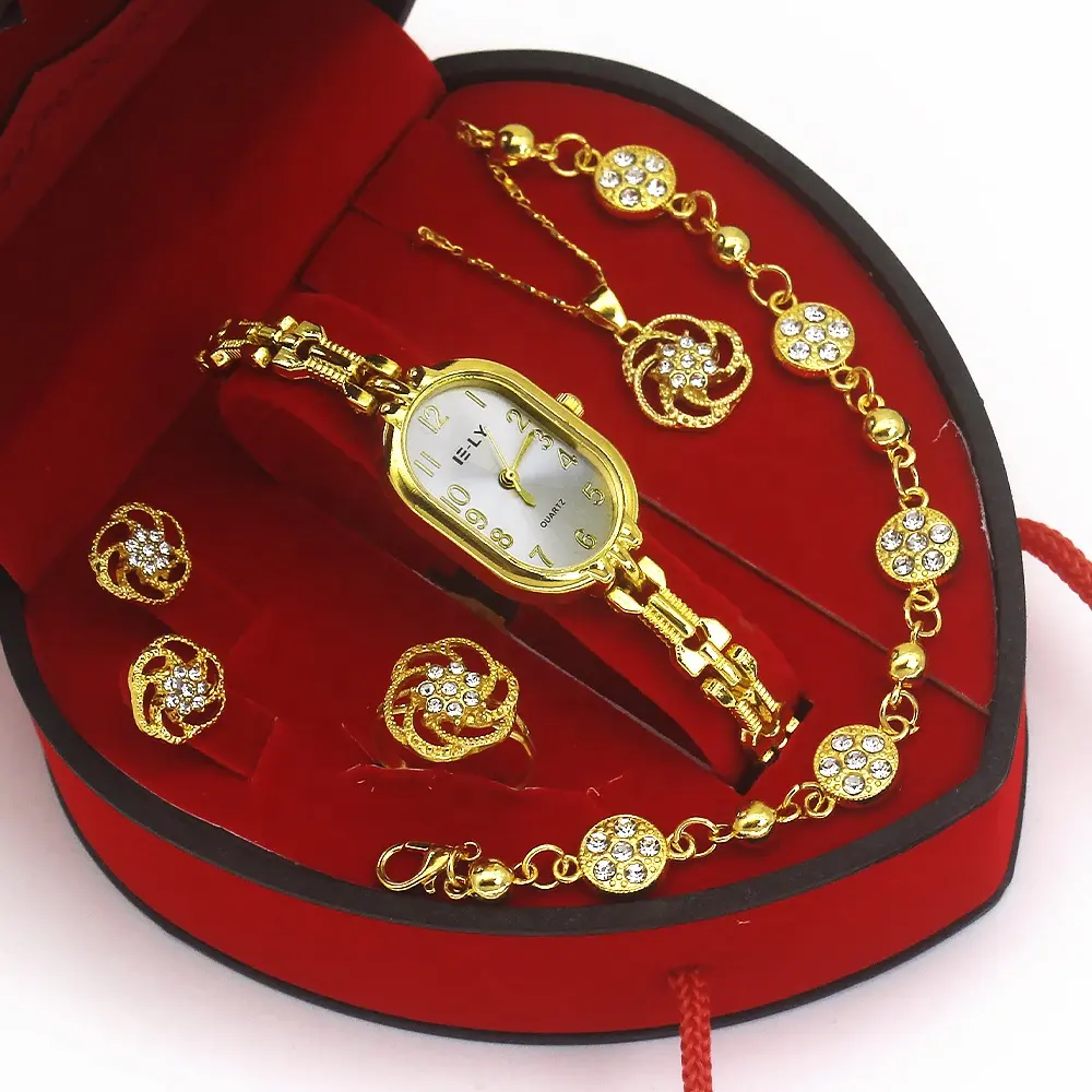 Fashion Watch Jewelry Set for Woman Simple Style Oval Dial Quartz Watches Ladies Elegant Bulk Buy