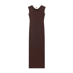 PB&ZA Women 2025 Autumn New Chic Fashion Round-neck Backless Chain Dress Vintage Sleeveless Female Dresses Robe Mujer