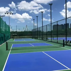 Pickleball Post and Net Full Court Mobile Tennis Equipment with Embedded Features for Entertainment and Training