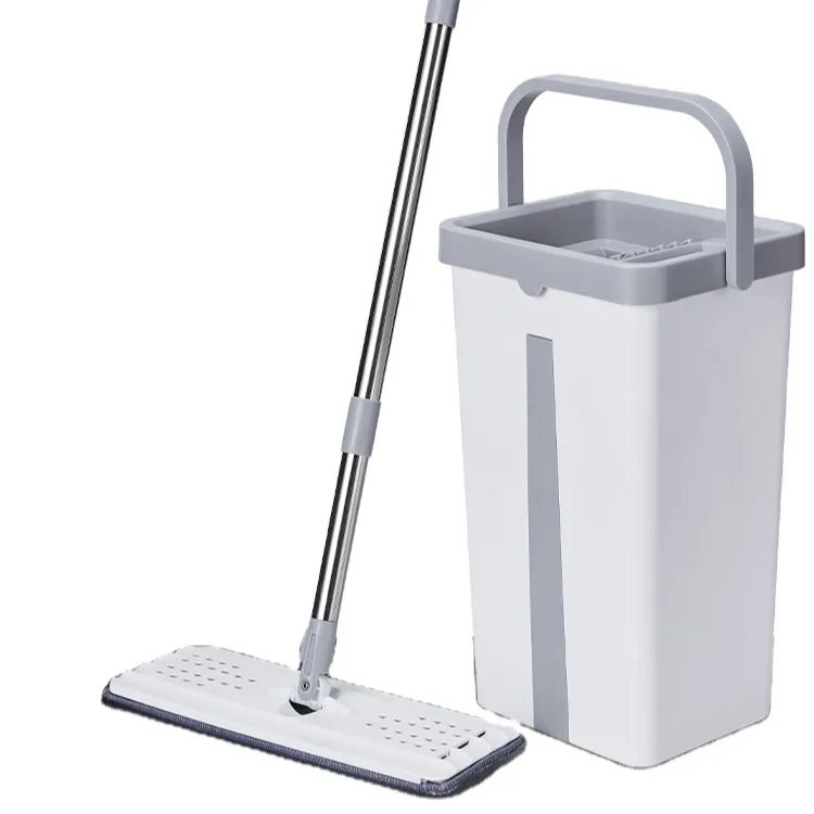 ชุดถังซับไมโครไฟเบอร์คุณภาพสูงพร้อมที่จับวิเศษเสาเหล็กแบบแห้งและเปียกการใช้งานเครื่องมือทำความสะอาดในครัวเรือน