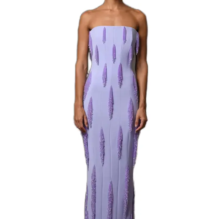 Casual Woolen Chest Dress with Stand Neckline Midi Length Woven Nail Bead Wrapped Heavy Industry Style 100% Polyester