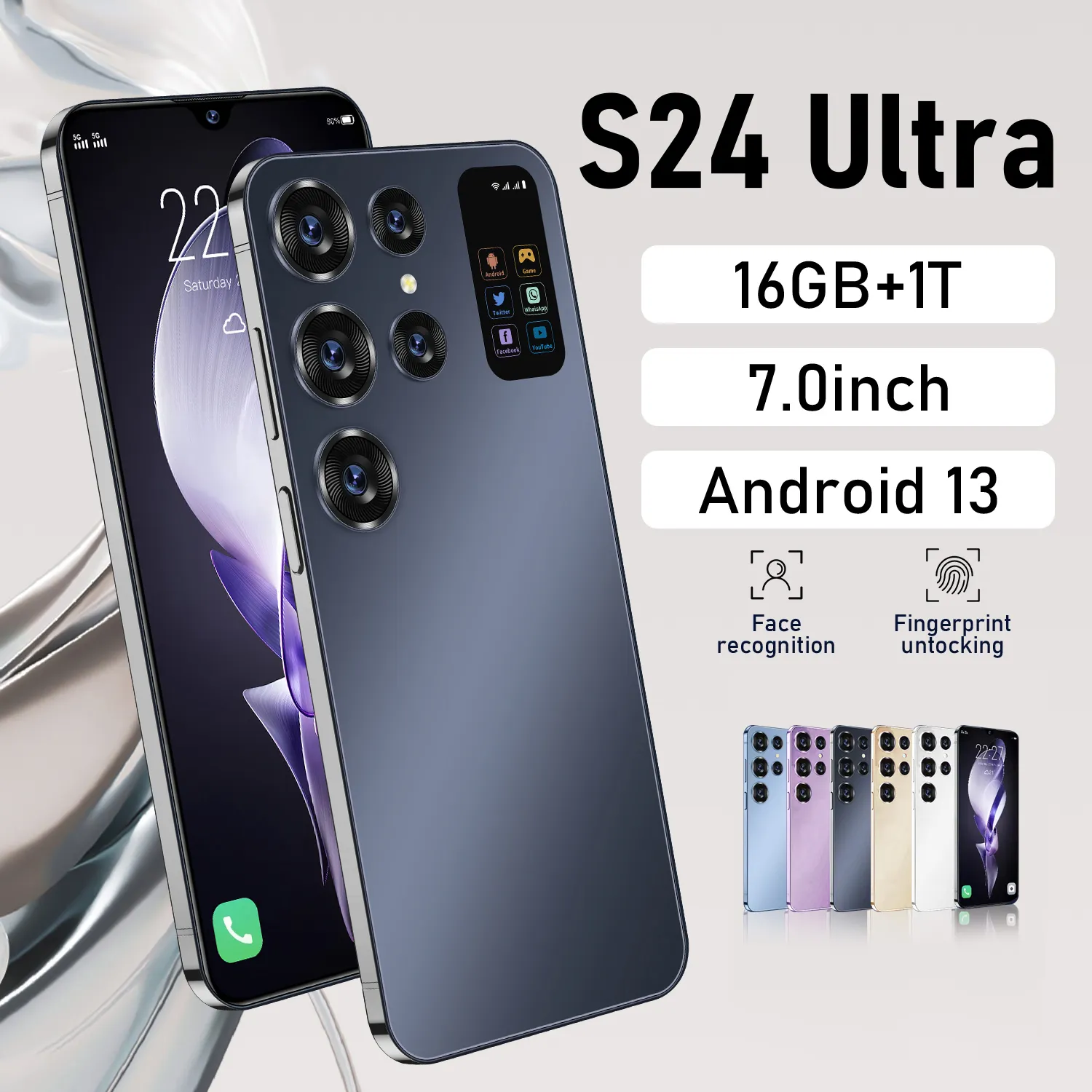 สมาร์ทโฟน l คุณภาพสูง S24 + อัลตร้า 5G สมาร์ทโฟนปลดล็อคโทรศัพท์มือถือโทรศัพท์มือถือ Android 13.0 โทรศัพท์มือถือ