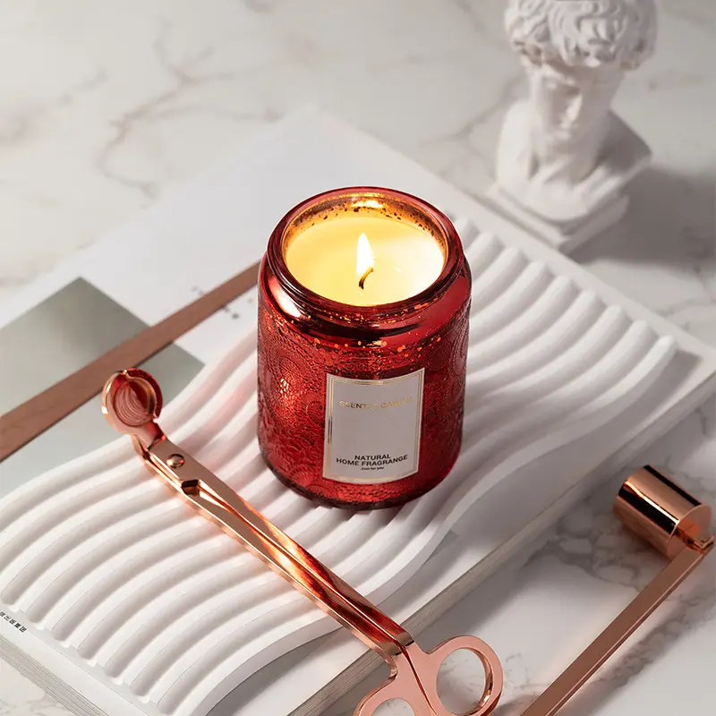 ต่ำราคา Handmade CUSTOM Velas เทียนหอมขี้ผึ้งถั่วเหลืองหรูหราขวดเทียนแก้วเทียนและน้ำหอมบ้านของขวัญวันวาเลนไทน์