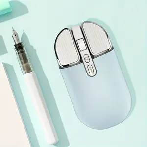 New Dual Mode Wireless Mouse Rechargeable 2400dpi Mouse Design Unique Shape 2.4G Metal Scroll Wheel Mouse Computer Accessories
