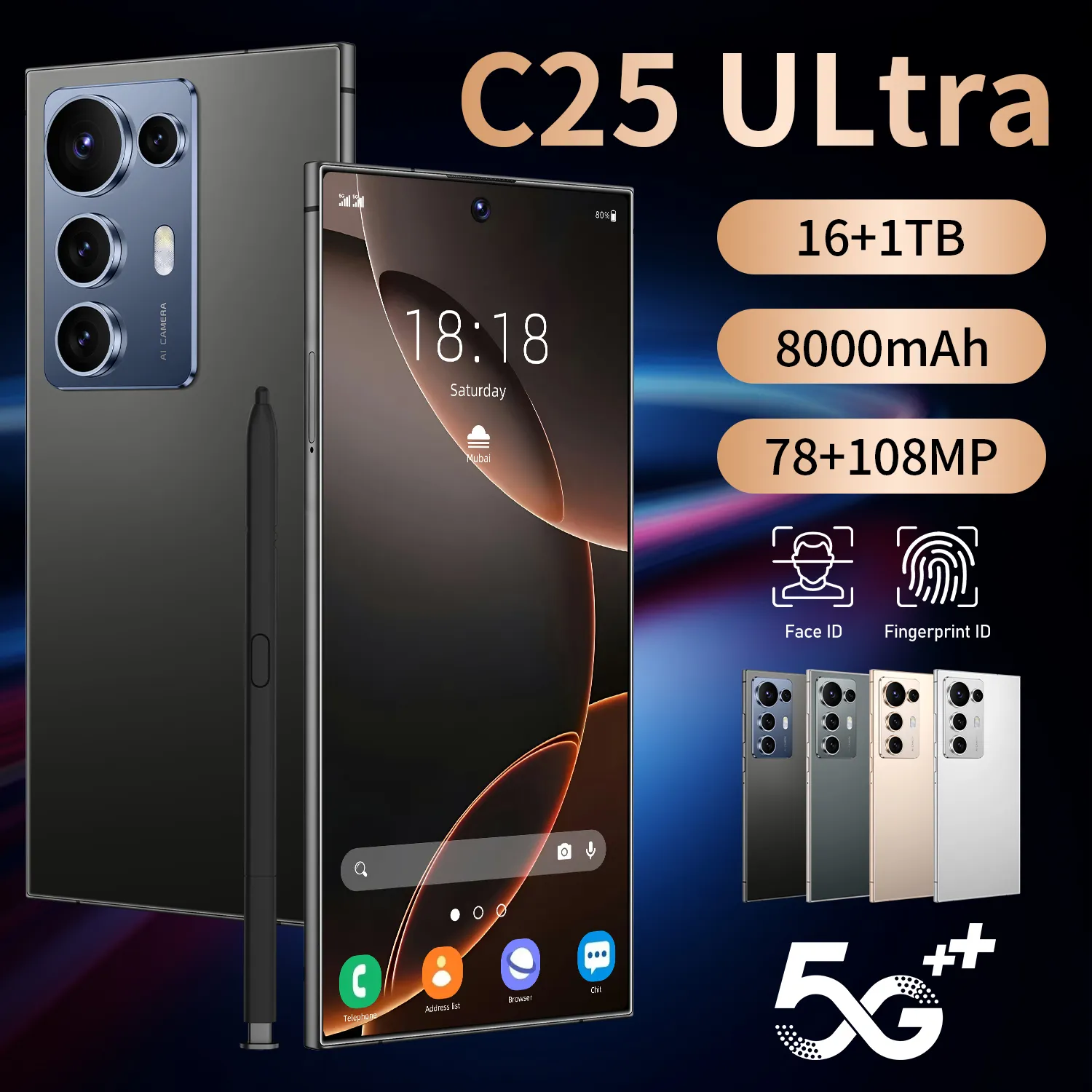 สมาร์ทโฟน C25 โทรศัพท์teléfono inteligente 5g