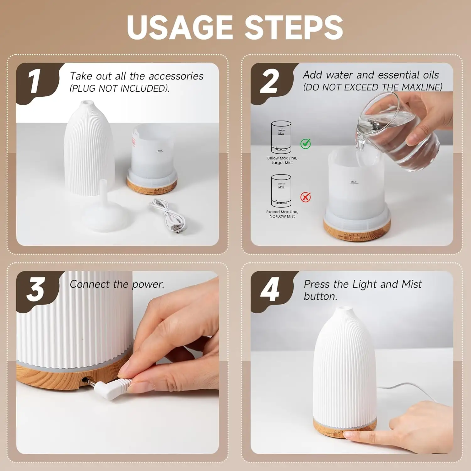 Wholesale Home Decorative Fragrance Aroma Diffuser USB Aromatherapy Diffuser Essential Oil Diffuser Air Humidifier