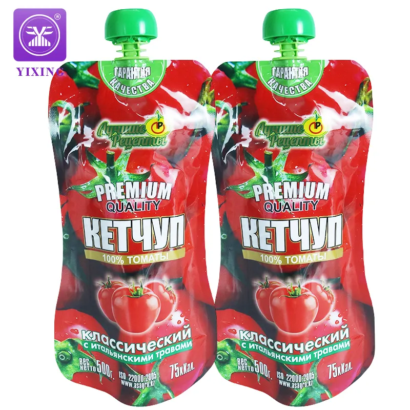 Yixing Packaging Retort Pouch Sauces Spout Pouch Food Doypack Packaging Tomato Ketchup Plastic Aluminum Foil Bags