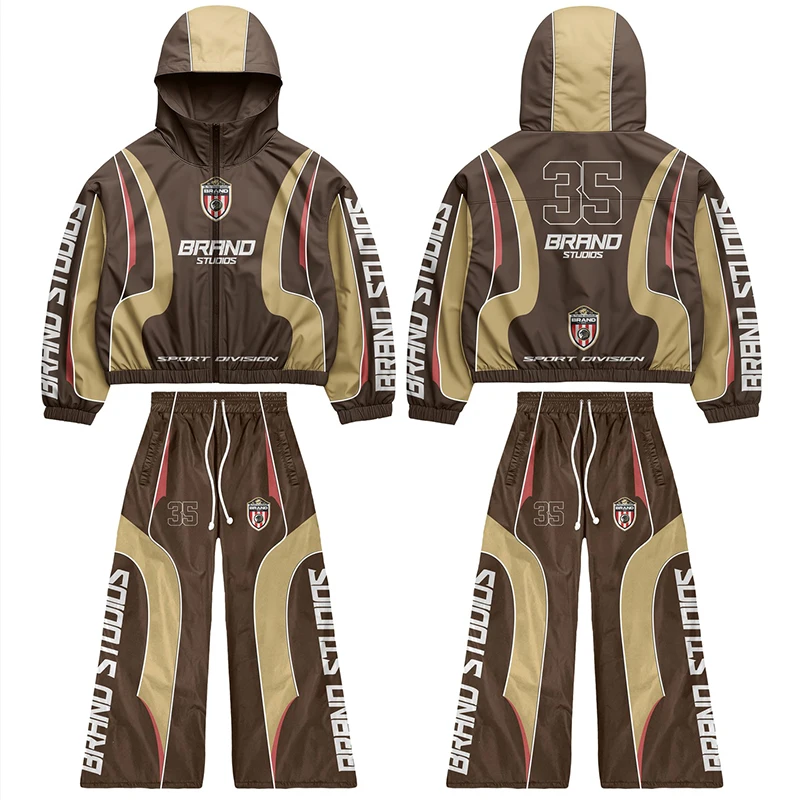 Custom Streetwear ผู้ผลิตโพลีเอสเตอร์กันน้ำวอร์มผู้ชายน้ำหนักเบา U Nisex พิมพ์หน้าจอวอร์มไนลอน Jogger ชุด