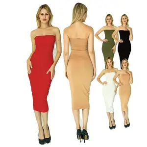 Wholesale Woman Dress Fashion Ladies Tube Top Bodycon Dress Casual Dresses