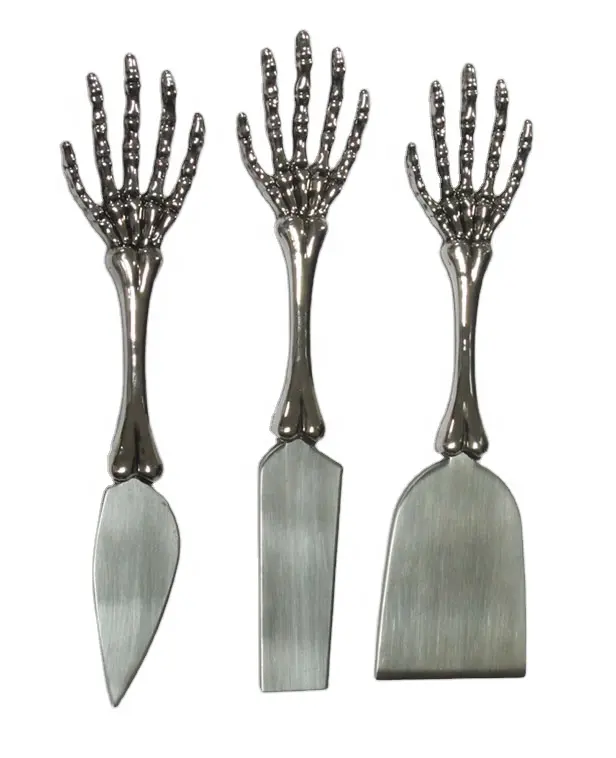 Unique Skeleton Hand Zinc Alloy Kitchen Knife Set (3 - Piece) - Creative Cheese Cutting Tools for Home & Party Decor