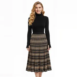 2024 Lady Fashion Women's Loose Folded Long Dress Spring and Autumn Women's Dress Office Leisure A-line Half Skirt