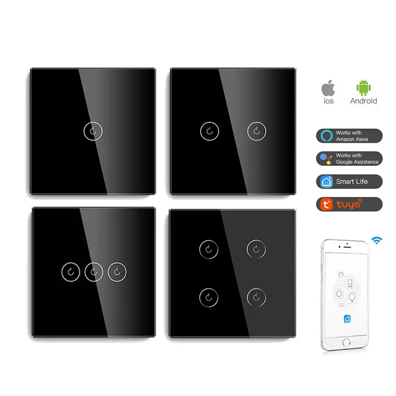 Mvava CE RoHS 1/2/3/4 Gang 600w ยุโรป Zigbee Tuya Alexa รีโมทคอนโทรล smart Home Wall Touch Light Wifi สมาร์ทสวิทช์