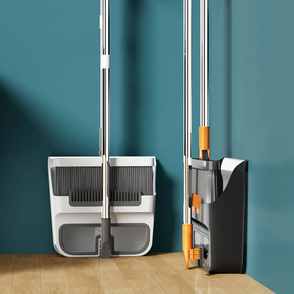 Realida น้ำหนักเบาจัดเก็บง่ายสำนักงานล็อบบี้ใช้ชุดไม้กวาดด้ามยาวหมุนไม้กวาดที่โกยผงสัตว์เลี้ยงนุ่มสำหรับใช้ในบ้าน