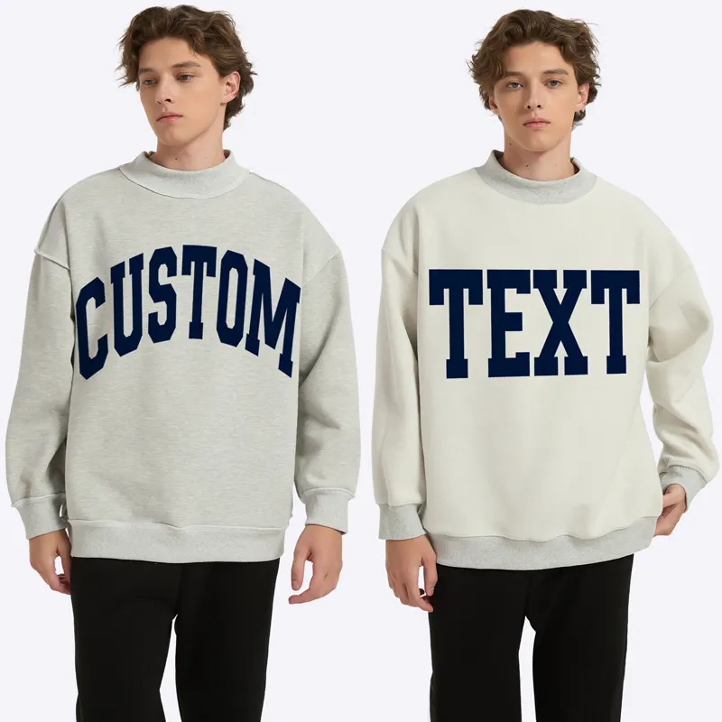 Custom logo Fall Men Reversible Mock Neck Long Sleeve Sweatshirt High Quality Oversized Mockneck Pullover Sweatshirt for Unisex