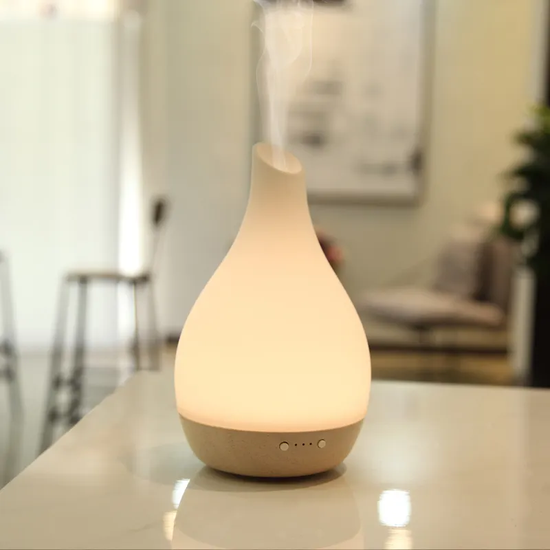 2021 คุณภาพสูงเซรามิคไม้อัลตราโซนิกตกแต่งบ้าน Art Humidifier ไฟ LED Essential Oil Aroma Diffuser