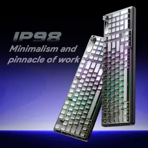 98 Keys Detachable Wired/Wireless Waterproof Mechanical Feel Keyboard RGB with PBT Side-Lit Keycaps & Screen Knob for PC/Mac