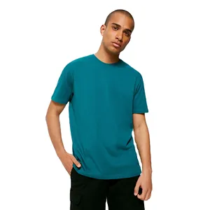 Men's O-Neck Collar T-Shirt 100% Cotton Anti-Wrinkle Breathable Custom Logo Screen Printed Design Solid Pattern 200 Gram Jersey