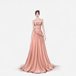 Summer Custom Women's Sleeveless Ruffled Hem Evening Long Dresses Wholesale Luxury Maxi Party Dresses Clothing Manufacturers